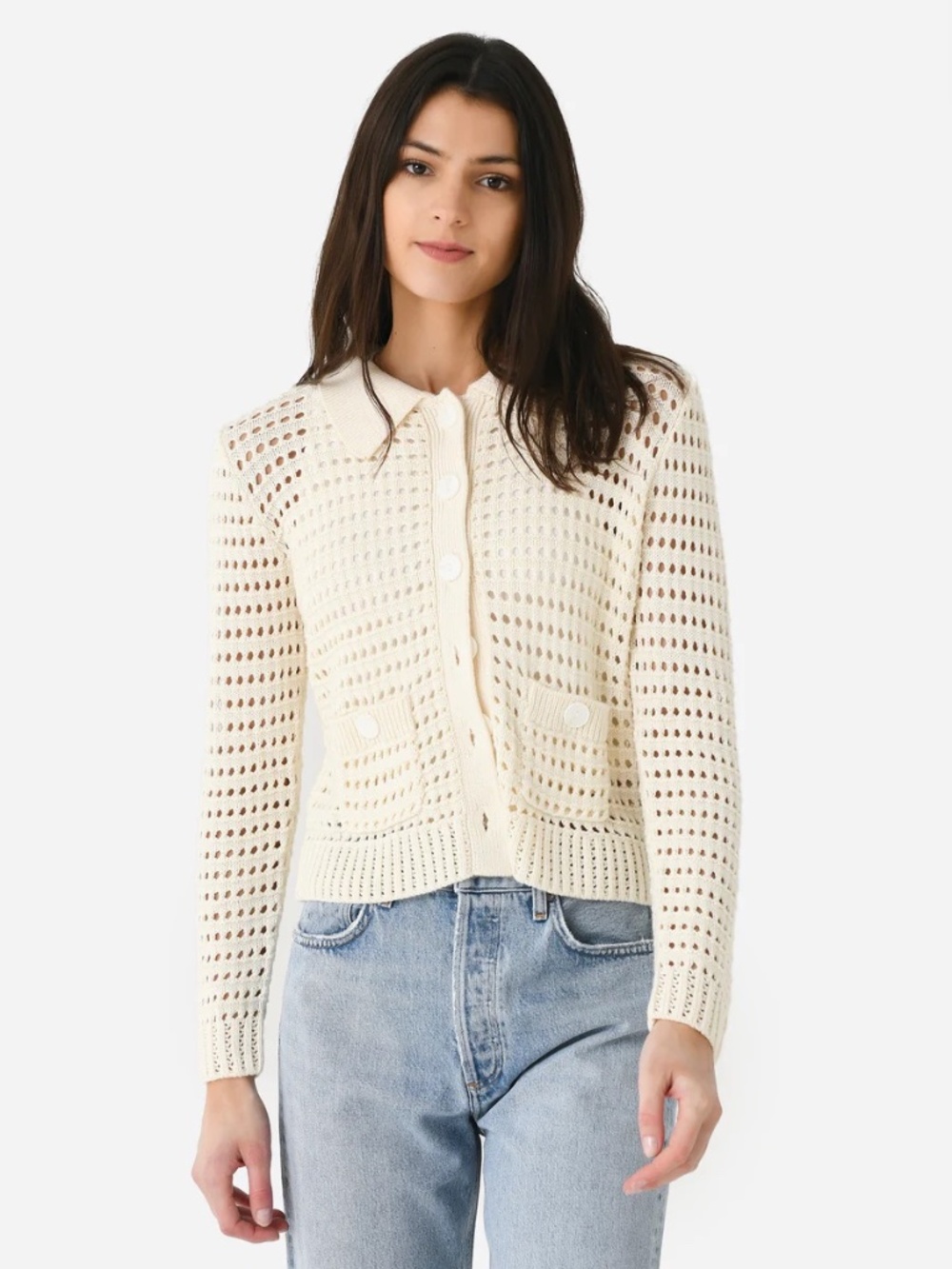 NWOT MATTHEW BRUCH Knit Mesh Jacket in Cream Size S